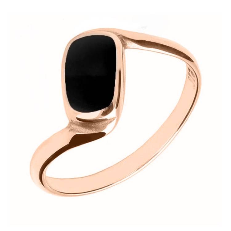9ct Rose Gold Whitby Jet Oblong Twist Ring - Rose Gold