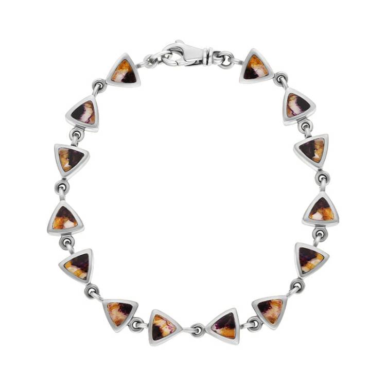9ct White Gold Blue John Curved Triangle Bracelet
