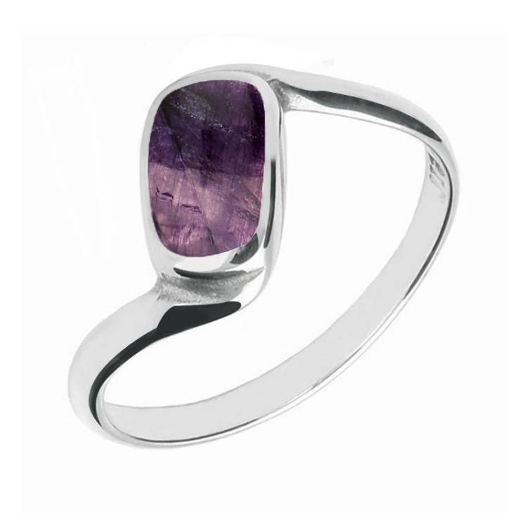 9ct White Gold Blue John Oblong Twist Ring - White Gold