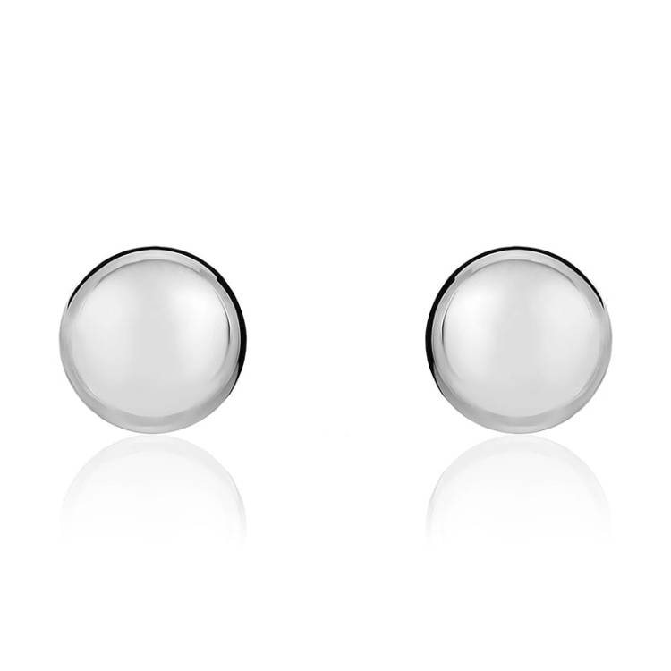 9ct White Gold 12mm Button Stud Earrings - Gold