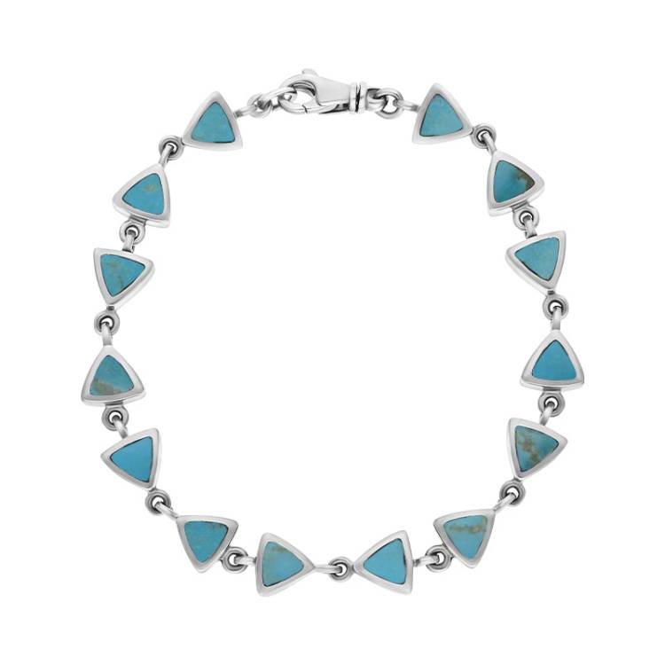 9ct White Gold Turquoise Curved Triangle Bracelet