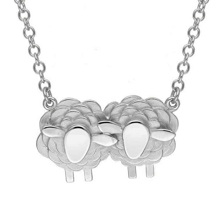 9ct White Gold Two Large Sheep Necklace - Gold