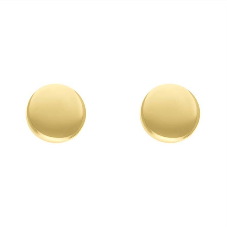 9ct Yellow Gold Large Round Stud Earrings D - Gold