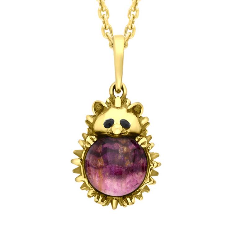 9ct Yellow Gold Blue John Medium Hedgehog Necklace