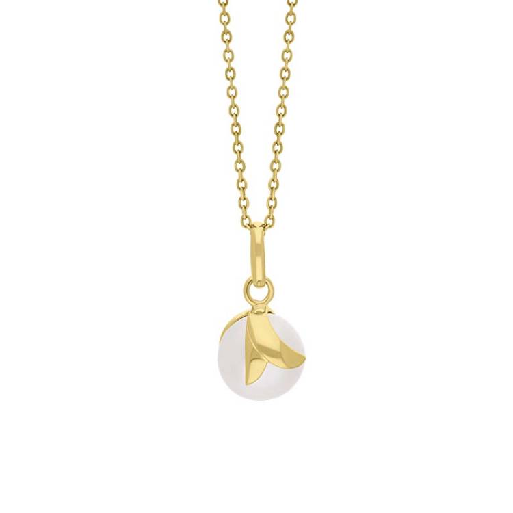 9ct Yellow Gold Freshwater Pearl Encased Pendant - Gold