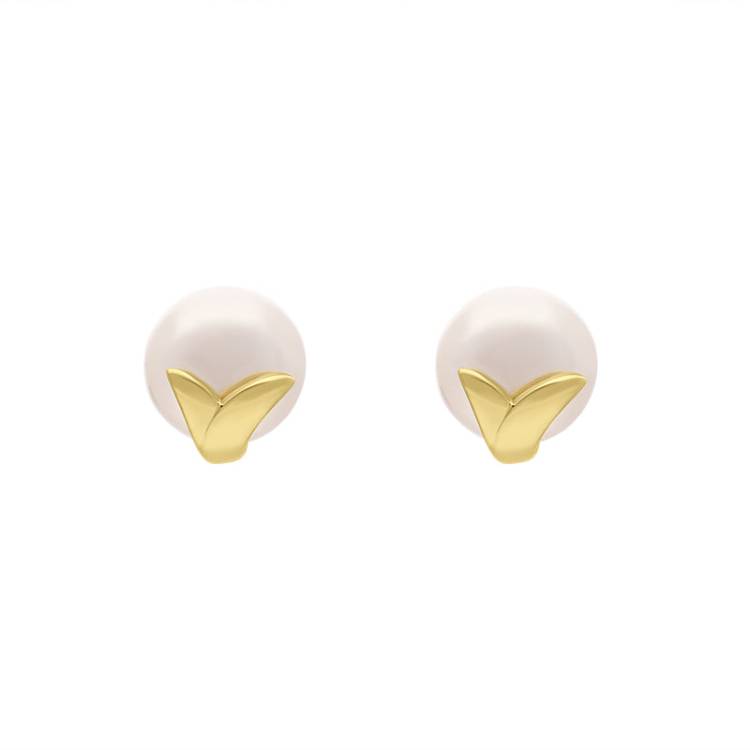 9ct Yellow Gold Freshwater Pearl Encased Stud Earrings - Gold