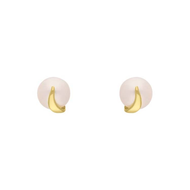 9ct Yellow Gold Freshwater Pearl Stud Earrings - Gold