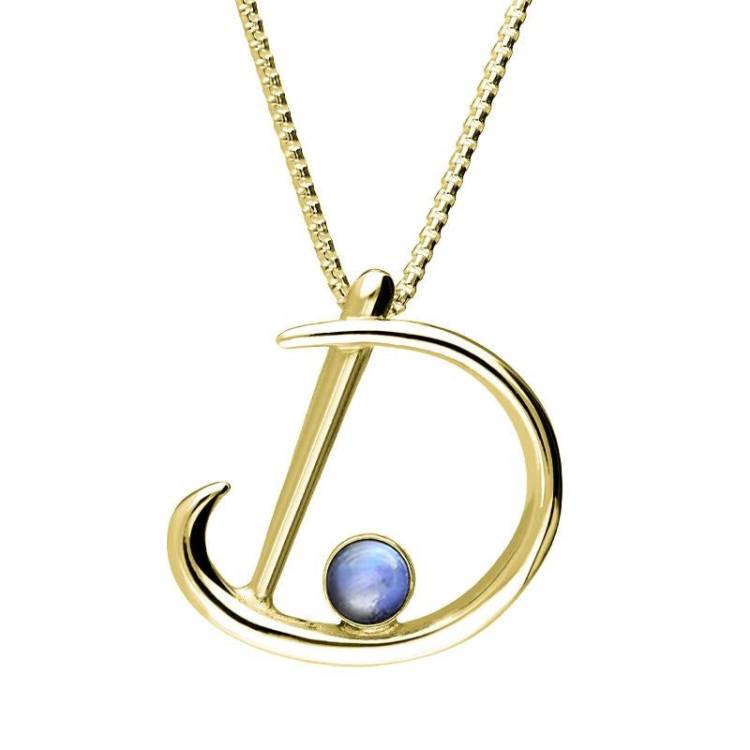 18ct Yellow Gold Moonstone Love Letters Initial D Necklace - Yellow Gold