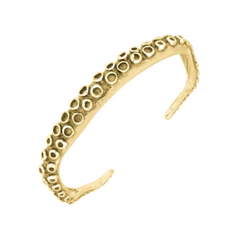 9ct Yellow Gold Octopus Tentacle Torc Bangle - Silver