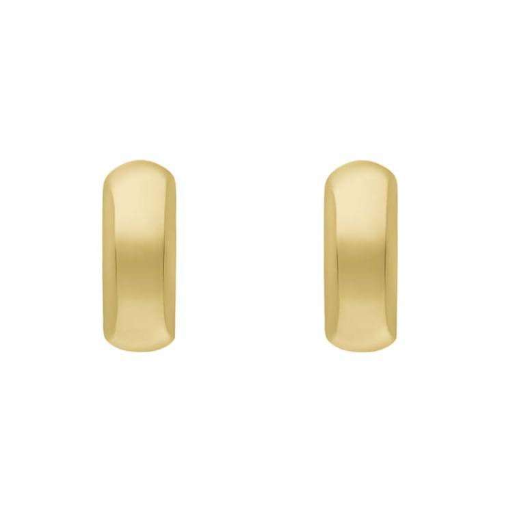9ct Yellow Gold Oval Domed Hoop Earrings - Gold