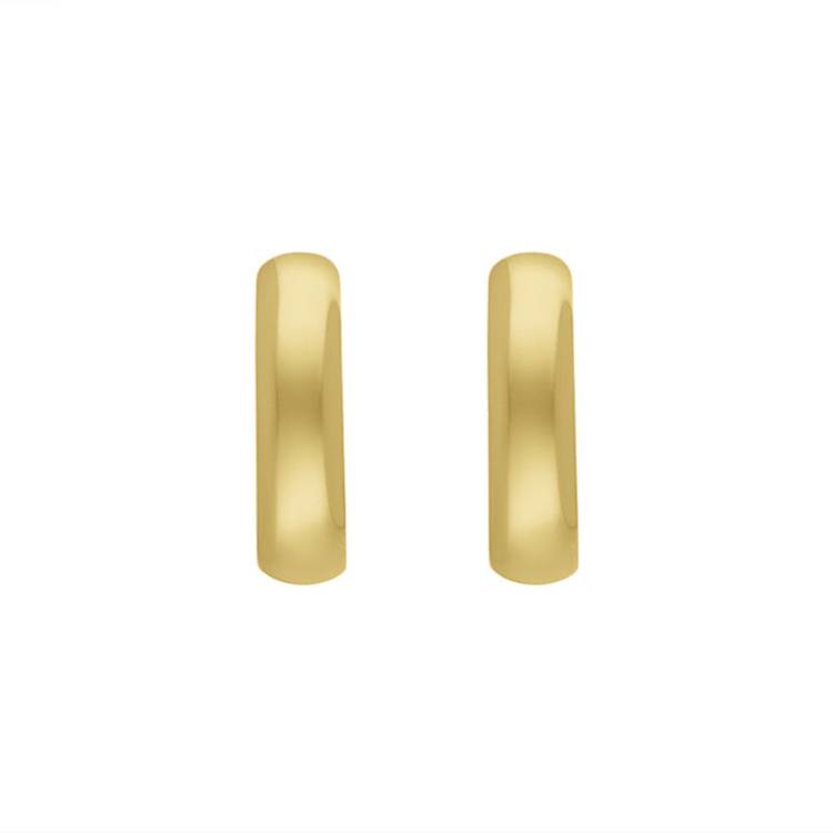 9ct Yellow Gold Round Domed Hoop Earrings - Gold