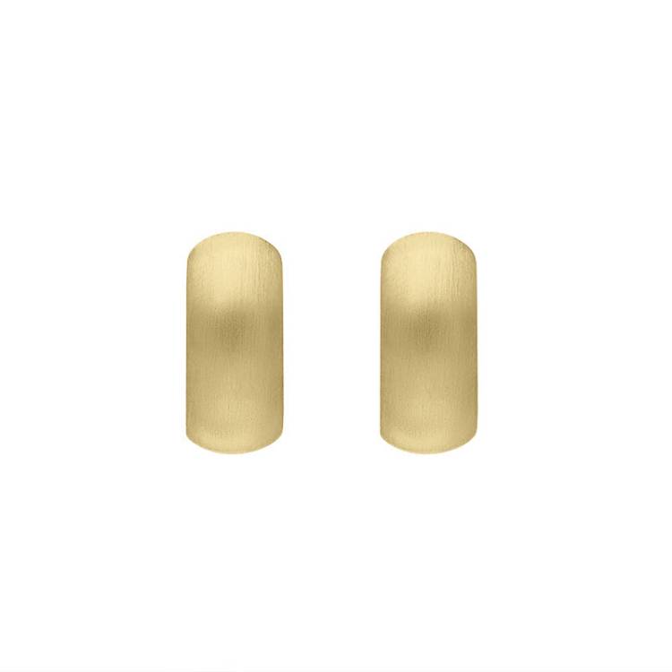 9ct Yellow Gold Satin Domed Hoop Earrings - Gold