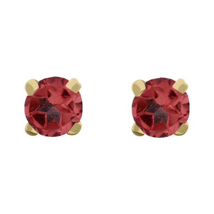 9ct Yellow Gold Sterling Silver Garnet Stepping Stones 5mm Round Claw Set Stud Earrings