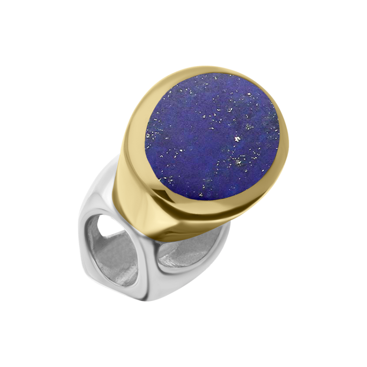 9ct Yellow Gold Sterling Silver Lapis Lazuli Stepping Stones 6x8mm Oval Charm
