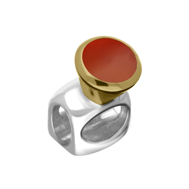 9ct Yellow Gold Sterling Silver Carnelian Stepping Stones 5mm Round Charm