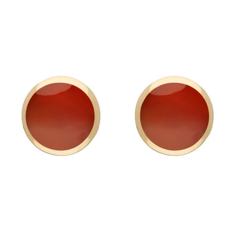 9ct Yellow Gold Sterling Silver Carnelian Stepping Stones Round Stud Earrings