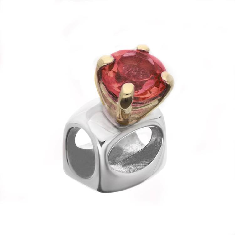 9ct Yellow Gold Sterling Silver Garnet Stepping Stones 5mm Round Claw Set Charm