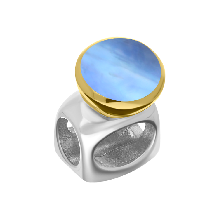 9ct Yellow Gold Sterling Silver Moonstone Stepping Stones 5mm Round Charm