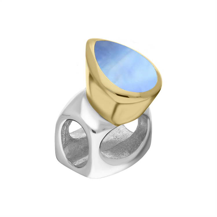 9ct Yellow Gold Sterling Silver Moonstone Stepping Stones 5x7mm Pear-shaped Charm