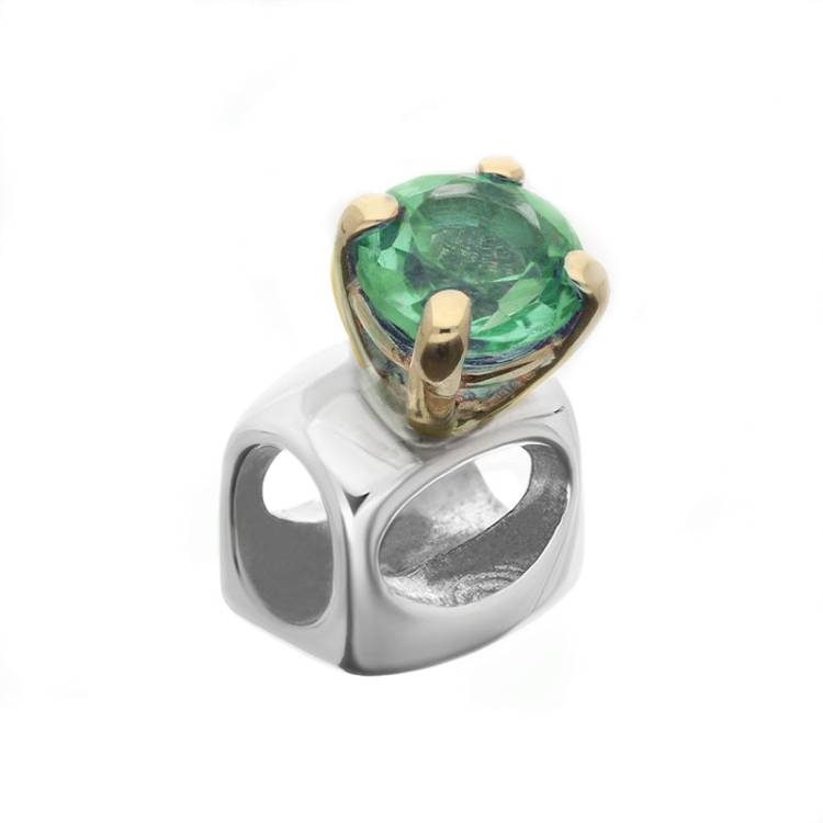 9ct Yellow Gold Sterling Silver Peridot Stepping Stones 5mm Round Claw Set Charm