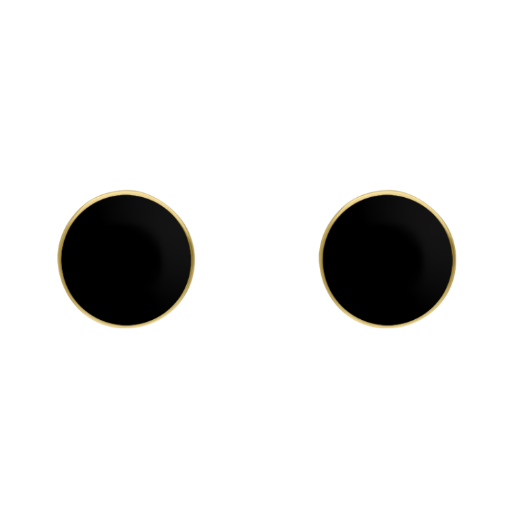 9ct Yellow Gold Sterling Silver Whitby Jet Stepping Stones Bead Cup Stud Earrings