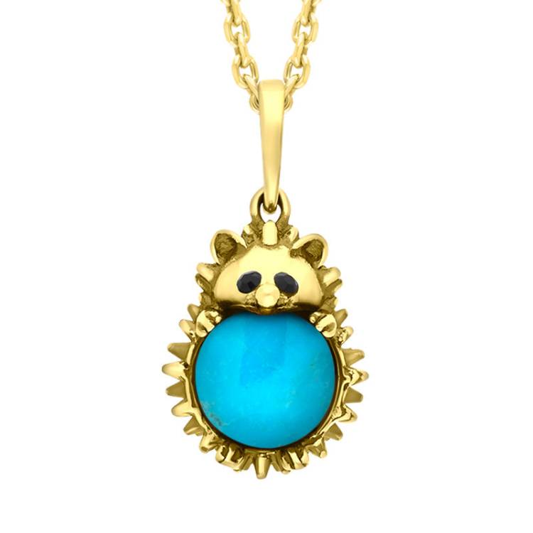 18ct Yellow Gold Turquoise Medium Hedgehog Necklace