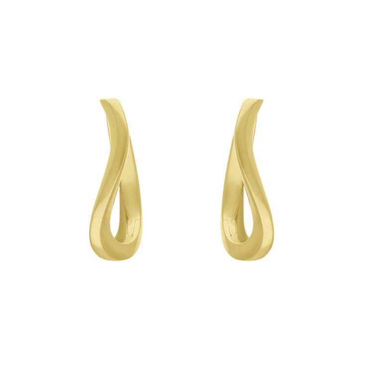 9ct Yellow Gold Twisted Horseshoe Hoop Earrings - Gold