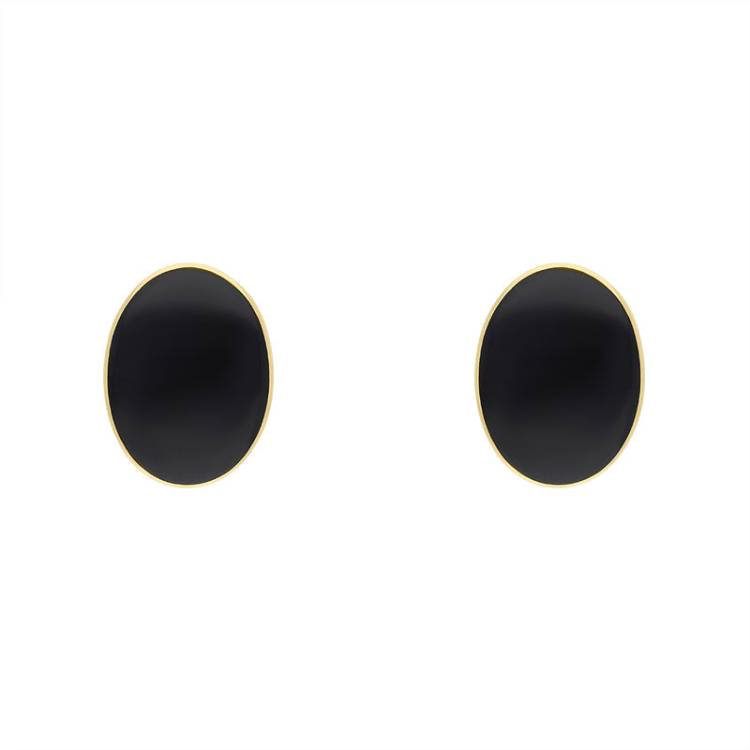 9ct Yellow Gold Whitby Jet Clip On Earrings - Gold