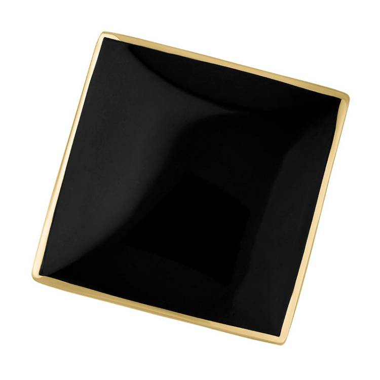 9ct Yellow Gold Whitby Jet Hallmark Large Rhombus Ring - Gold