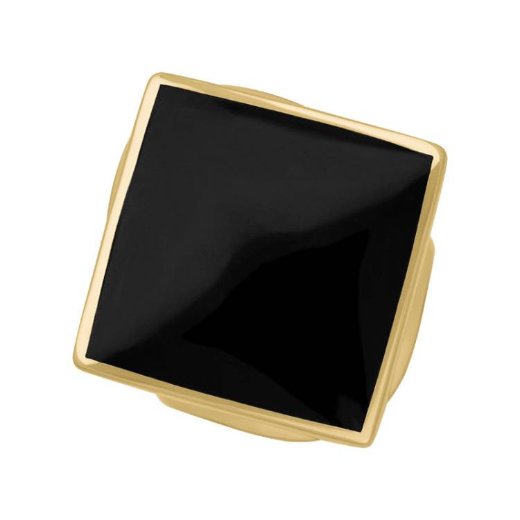 9ct Yellow Gold Whitby Jet Hallmark Medium Rhombus Ring - Gold