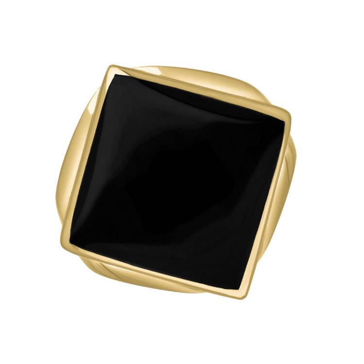 9ct Yellow Gold Whitby Jet Hallmark Small Rhombus Ring - Gold