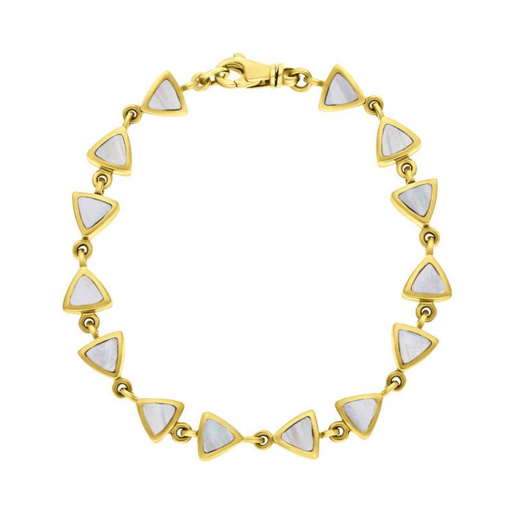 9ct Yellow Gold White Mother of Pearl Curved Triangle Bracelet