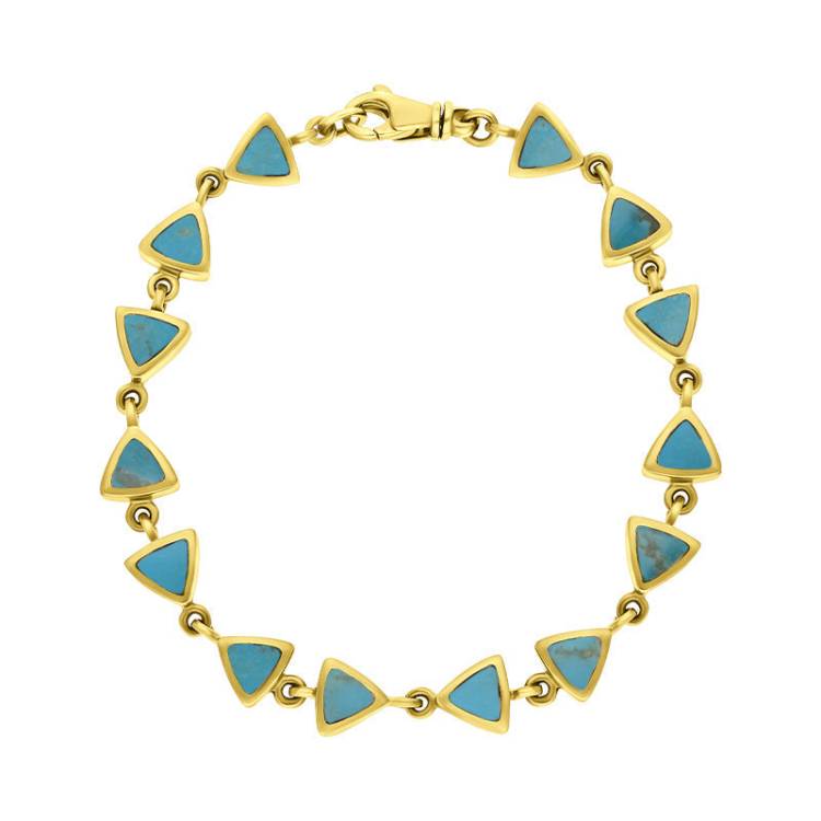9ct Yellow Turquoise Curved Triangle Bracelet