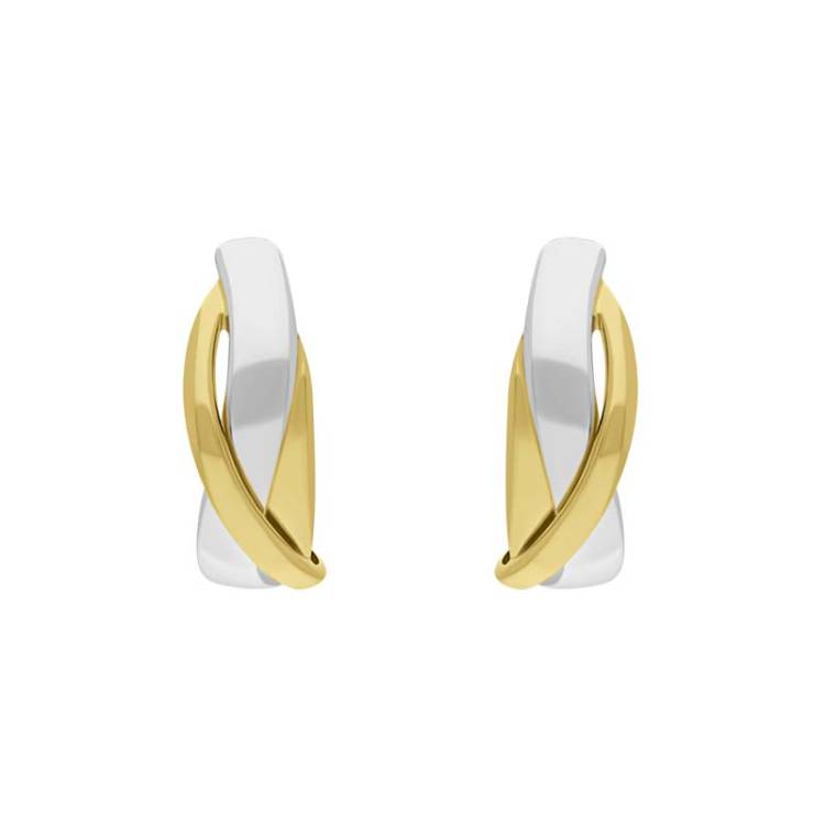9ct Yellow and White Gold Round Entwined Hoop Earrings - Gold