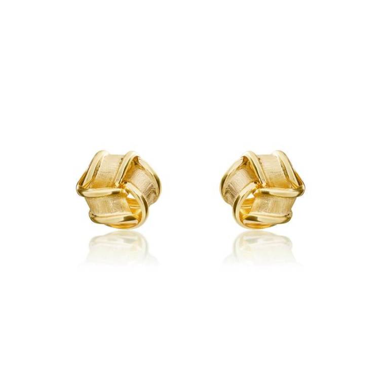 9ct Brushed Yellow Gold 7mm Knot Stud Earrings