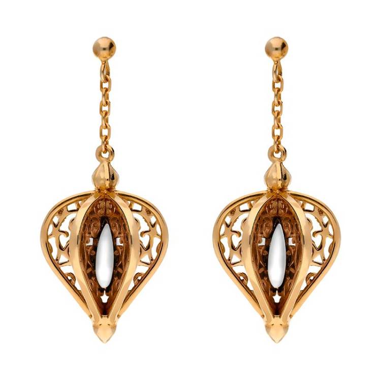 9ct Rose Gold Bauxite Flore Filigree Drop Earrings