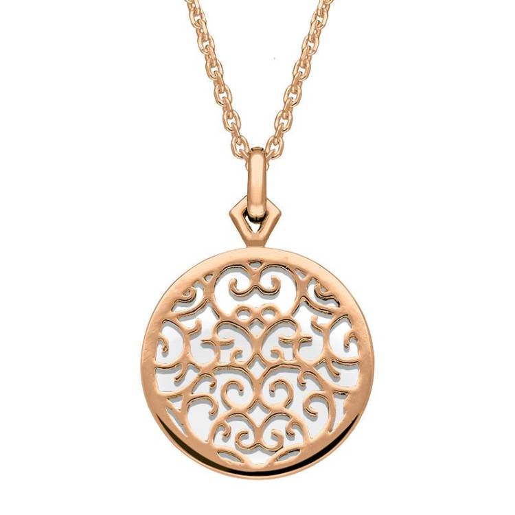 9ct Rose Gold Bauxite Flore Filigree Necklace