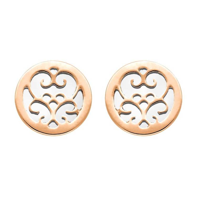 9ct Rose Gold Bauxite Flore Filigree Stud Earrings