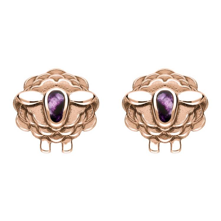 9ct Rose Gold Blue John Sheep Stud Earrings