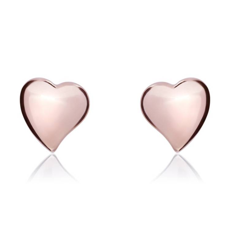 9ct Rose Gold 6mm Heart Stud Earrings