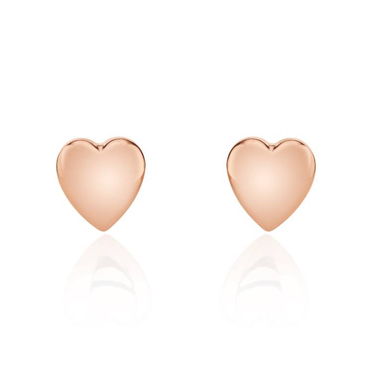 9ct Rose Gold 8.5mm Heart Stud Earrings