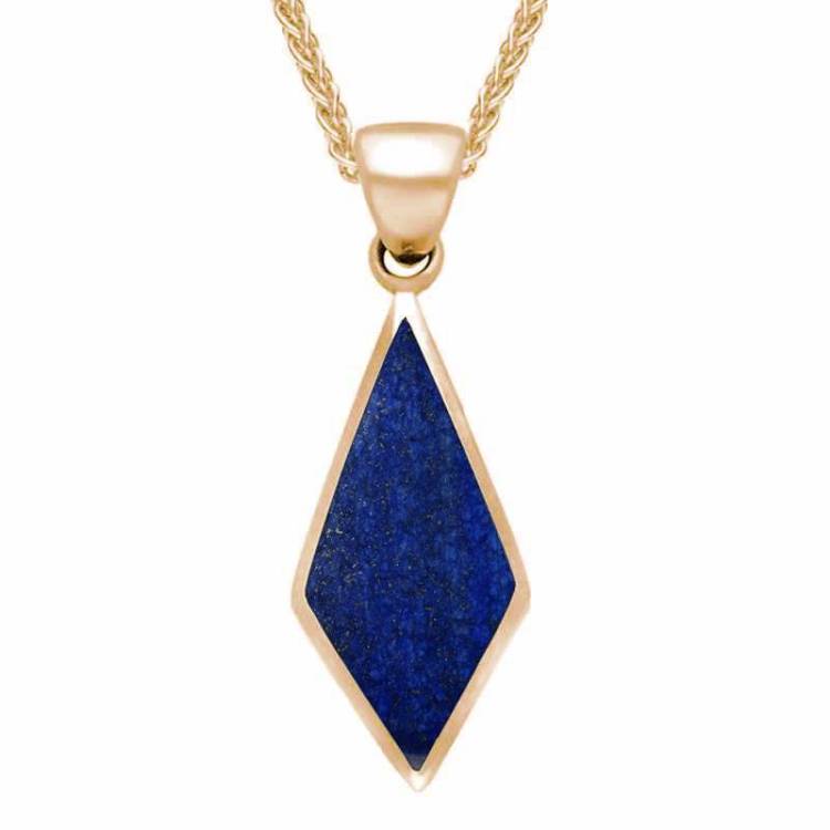 9ct Rose Gold Lapis Lazuli Diamond Shaped Necklace - Option1 Value