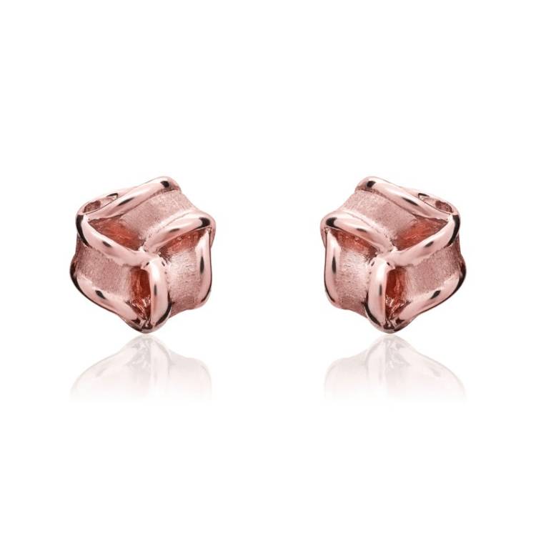 9ct Rose Gold 7.5mm Looped Knot Stud Earrings