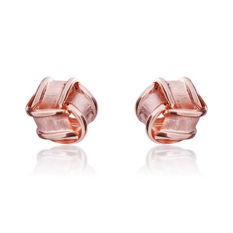 9ct Rose Gold 10mm Looped Knot Stud Earrings