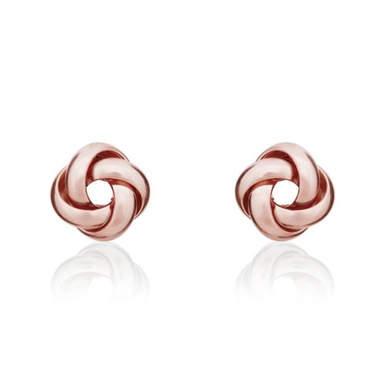 9ct Rose Gold 8mm Looped Knot Stud Earrings
