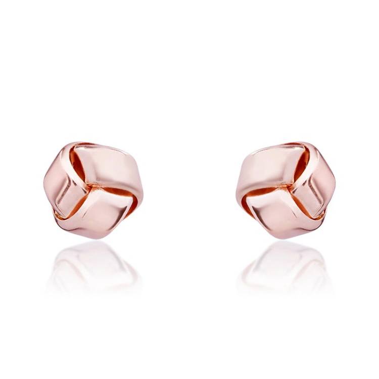 9ct Rose Gold 5mm Looped Knot Stud Earrings