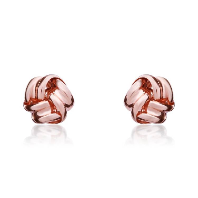 9ct Rose Gold 4.5mm Looped Knot Stud Earrings
