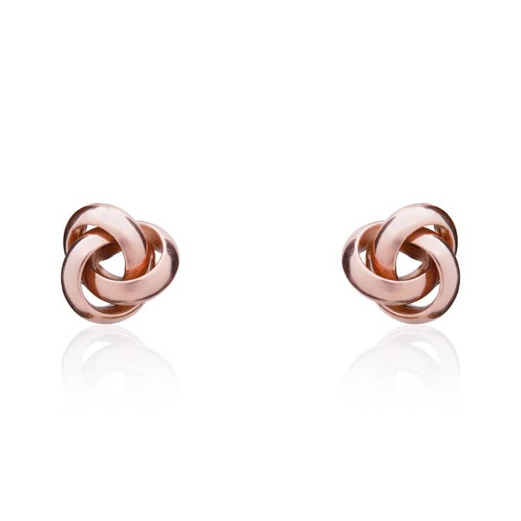 9ct Rose Gold 7mm Looped Knot Stud Earrings