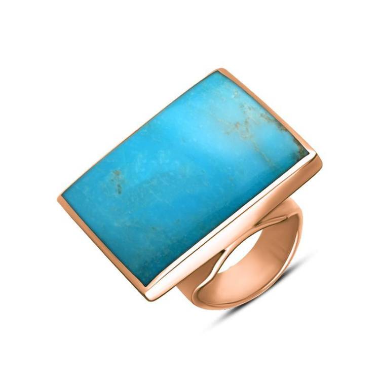 9ct Rose Gold Turquoise Large Square Ring - Rose Gold