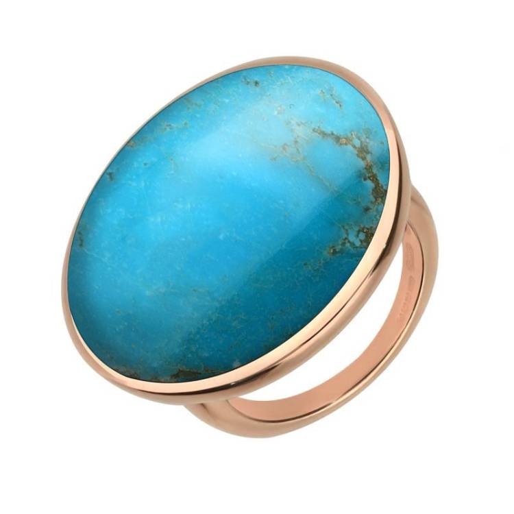 9ct Rose Gold Turquoise Round Ring - Rose Gold
